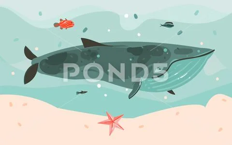 Hand drawn vector abstract cartoon summer time graphic illustrations art Stock Illustration