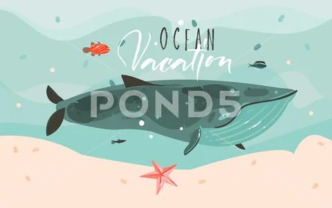 Hand drawn vector abstract cartoon summer time graphic illustrations art Stock Illustration
