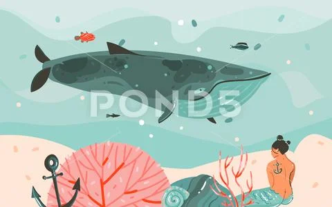Hand drawn vector abstract cartoon summer time graphic illustrations art Stock Illustration