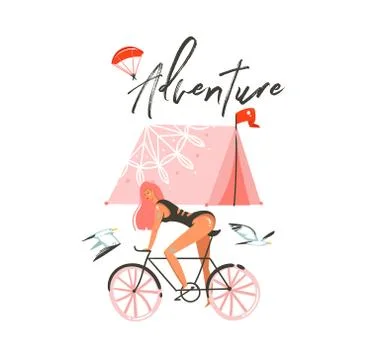 Hand drawn vector abstract cartoon summer time graphic illustrations art イラスト素材