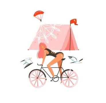 Hand drawn vector abstract cartoon summer time graphic illustrations art イラスト素材