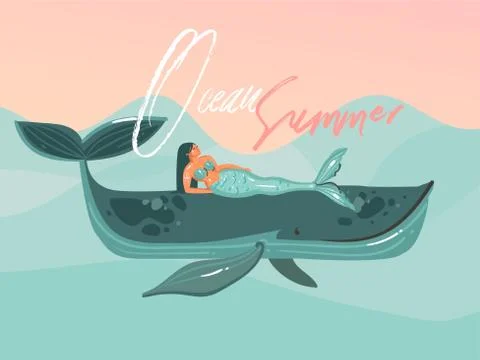 Hand drawn vector abstract cartoon summer time graphic illustrations template Stockillustratie