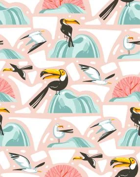 Hand drawn vector abstract cartoon summer time graphic illustrations artistic Stock Illustration
