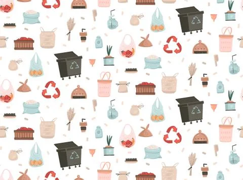 Hand drawn vector abstract cartoon modern graphic illustrations art seamless イラスト素材