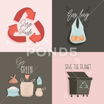 Hand drawn vector abstract cartoon modern graphic illustrations art cards Stock Illustration