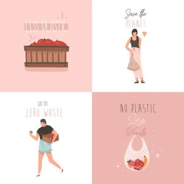 Hand drawn vector abstract cartoon modern graphic illustrations art cards イラスト素材