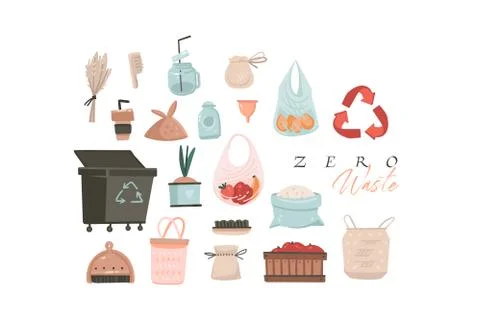 Hand drawn vector abstract cartoon modern graphic illustrations art collection イラスト素材