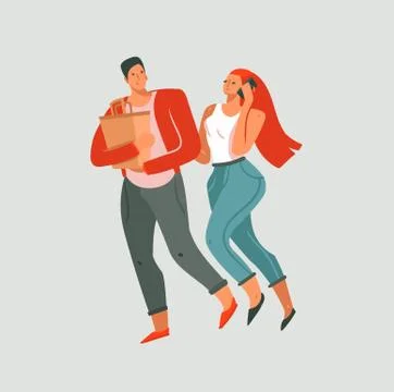 Hand drawn vector abstract cartoon modern graphic Happy Valentines day concept Stock Illustration