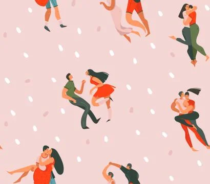 Hand drawn vector abstract cartoon modern graphic Happy Valentines day concept Stock Illustration