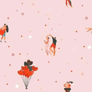 Hand drawn vector abstract cartoon modern graphic Happy Valentines day concept Stock Illustration