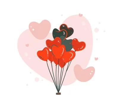 Hand drawn vector abstract cartoon modern graphic Happy Valentines day concept Stock Illustration
