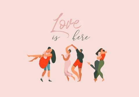 Hand drawn vector abstract cartoon modern graphic Happy Valentines day concept Stock Illustration