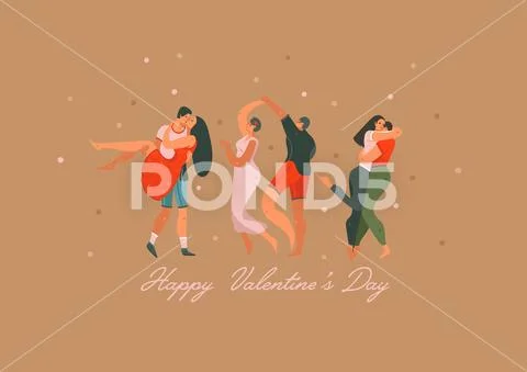 Hand drawn vector abstract cartoon modern graphic Happy Valentines day concept Stock Illustration