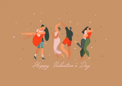 Hand drawn vector abstract cartoon modern graphic Happy Valentines day concept Stock Illustration