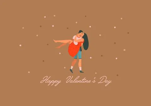 Hand drawn vector abstract cartoon modern graphic Happy Valentines day concept Stock Illustration