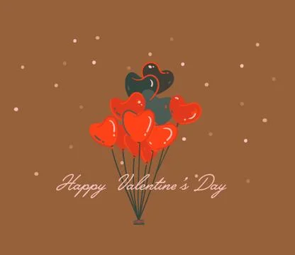 Hand drawn vector abstract cartoon modern graphic Happy Valentines day concept Stock Illustration