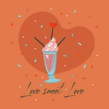 Hand drawn vector abstract cartoon modern graphic Happy Valentines day concept Stock Illustration