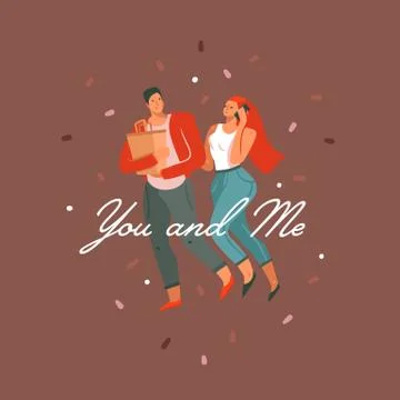 Hand drawn vector abstract cartoon modern graphic Happy Valentines day concept Stock Illustration