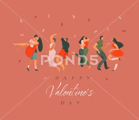 Hand drawn vector abstract cartoon modern graphic Happy Valentines day concept Stock Illustration