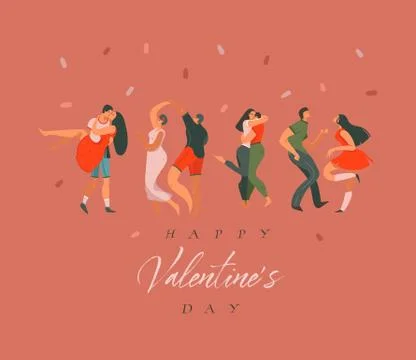Hand drawn vector abstract cartoon modern graphic Happy Valentines day concept Stock Illustration