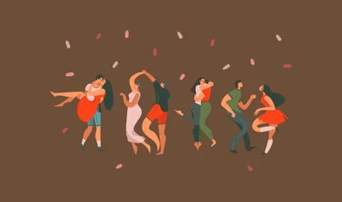 Hand drawn vector abstract cartoon modern graphic Happy Valentines day concept Stock Illustration