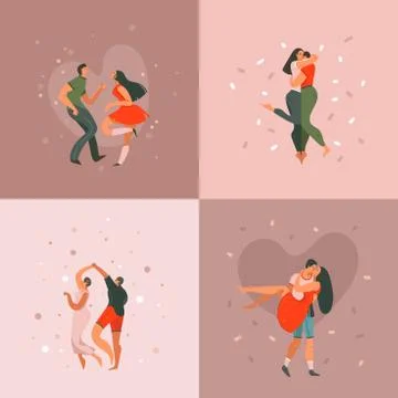 Hand drawn vector abstract cartoon modern graphic Happy Valentines day concept Stock Illustration