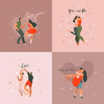 Hand drawn vector abstract cartoon modern graphic Happy Valentines day concept Stock Illustration