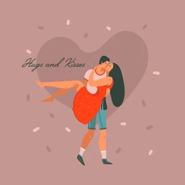 Hand drawn vector abstract cartoon modern graphic Happy Valentines day concept Stock Illustration