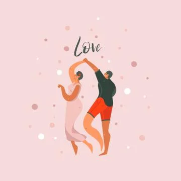 Hand drawn vector abstract cartoon modern graphic Happy Valentines day concept Ilustração Stock