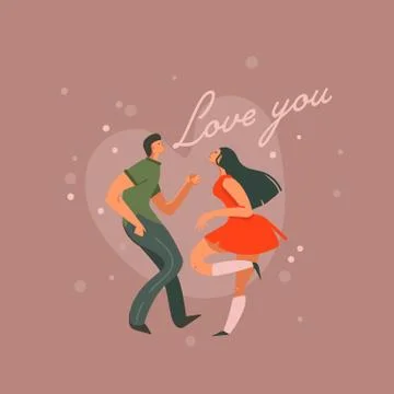 Hand drawn vector abstract cartoon modern graphic Happy Valentines day concept Stock Illustration