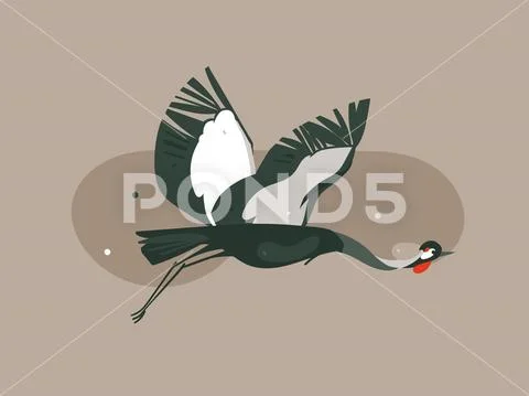 Hand drawn vector abstract cartoon modern graphic African Safari Nature concept Stock Illustration