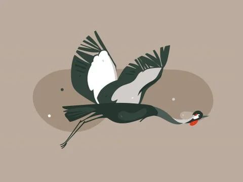 Hand drawn vector abstract cartoon modern graphic African Safari Nature concept Stock Illustration