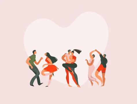 Hand drawn vector abstract cartoon modern graphic Happy Valentines day concept Stock Illustration