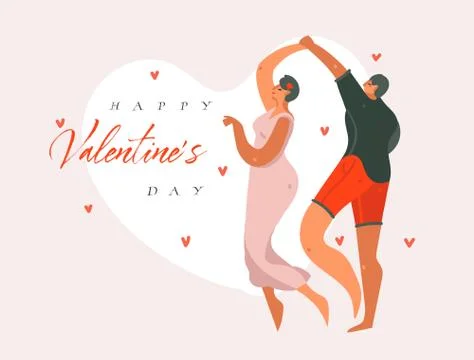 Hand drawn vector abstract cartoon modern graphic Happy Valentines concept Stock Illustration