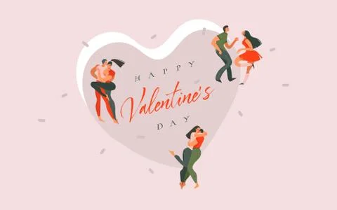 Hand drawn vector abstract cartoon modern graphic Happy Valentines day concept Stock Illustration