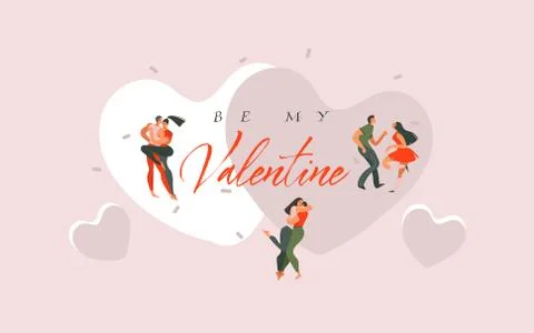 Hand drawn vector abstract cartoon modern graphic Happy Valentines day concept Stock Illustration