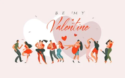 Hand drawn vector abstract cartoon modern graphic Happy Valentines day concept Stock Illustration