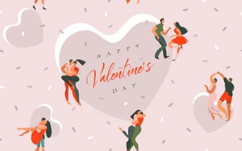 Hand drawn vector abstract cartoon modern graphic Happy Valentines day concept Stock Illustration