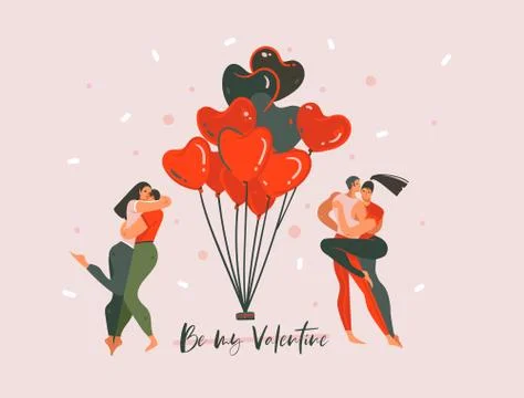 Hand drawn vector abstract cartoon modern graphic Happy Valentines concept Stock Illustration