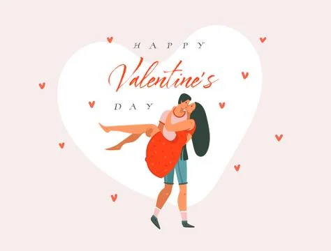 Hand drawn vector abstract cartoon modern graphic Happy Valentines concept Stock Illustration