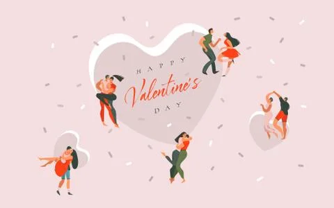 Hand drawn vector abstract cartoon modern graphic Happy Valentines day concept Stock Illustration