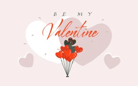 Hand drawn vector abstract cartoon modern graphic Happy Valentines concept Stock Illustration