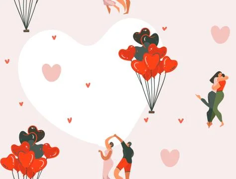 Hand drawn vector abstract cartoon modern graphic Happy Valentines day concept Stock Illustration