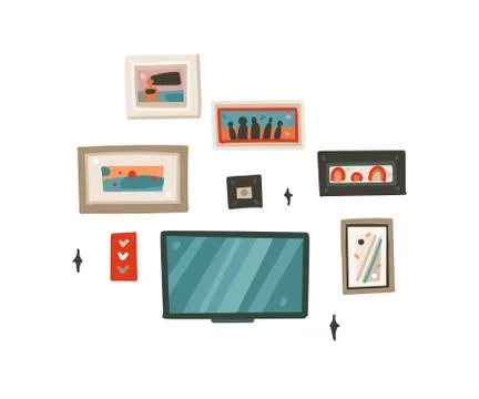 Hand drawn vector abstract cartoon modern graphic frames pictures collection set Illustrazione stock