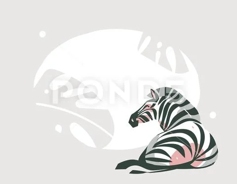 Hand drawn vector abstract cartoon modern graphic African Safari collage Stock Illustration