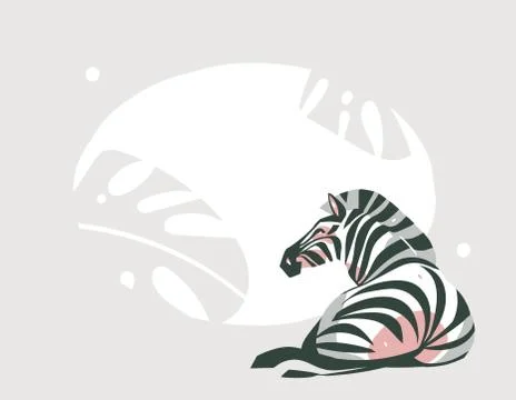 Hand drawn vector abstract cartoon modern graphic African Safari collage Stock Illustration