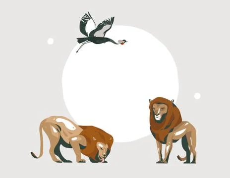 Hand drawn vector abstract cartoon modern graphic African Safari collage Stock Illustration