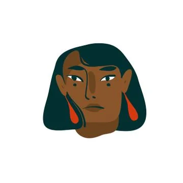Hand drawn vector abstract cartoon modern graphic black girl character Stock Illustration