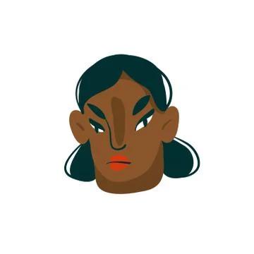 Hand drawn vector abstract cartoon modern graphic black girl character Illustrazione stock