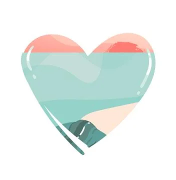 Hand drawn vector abstract cartoon summer time beach graphic illustrations art イラスト素材